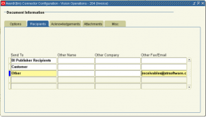 AventX Oracle Connector Configuration Form - Recipients