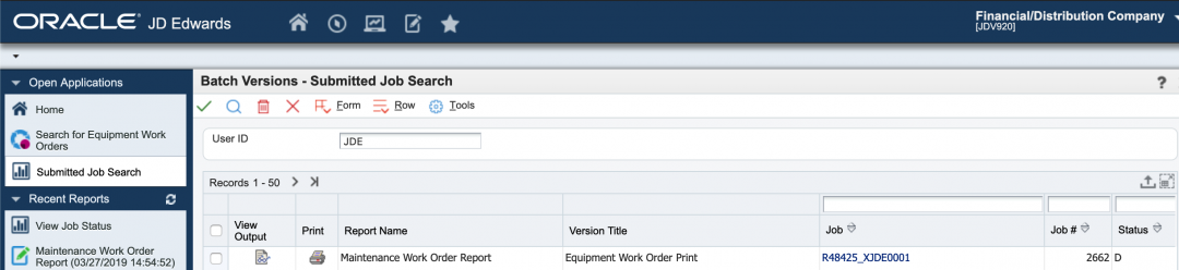 JDE Printer Submitted Jobs | STR Software