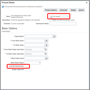 Oracle Fusion Cloud Maintenance Print Process Details